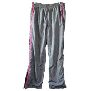 Danskin Now Gray Athletic Pants With Pink Accents Drawstring Waist Mesh Lining S